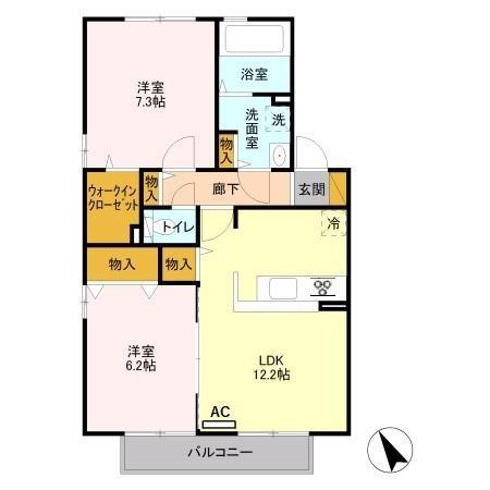 クレアシティさいたま(2LDK/2階)の間取り写真