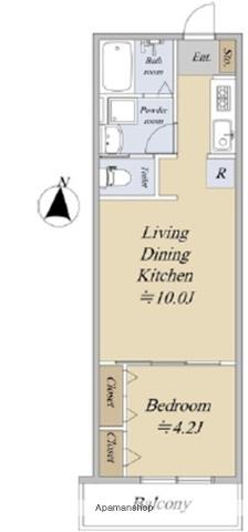 J-RENT大宮大成町(1LDK/3階)の間取り写真