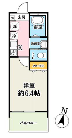 キャメル西大宮シャトー(1K/2階)の間取り写真