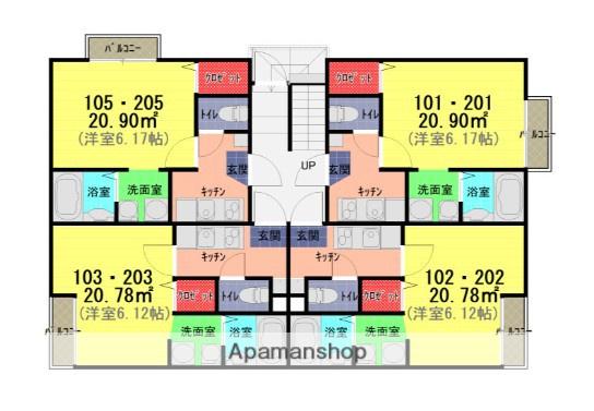 グランドール大和田(1K/2階)の間取り写真