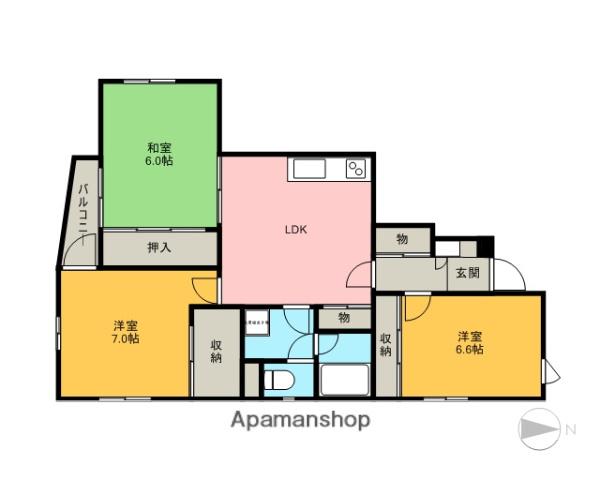 アーバンフラット天沼(3DK/2階)の間取り写真