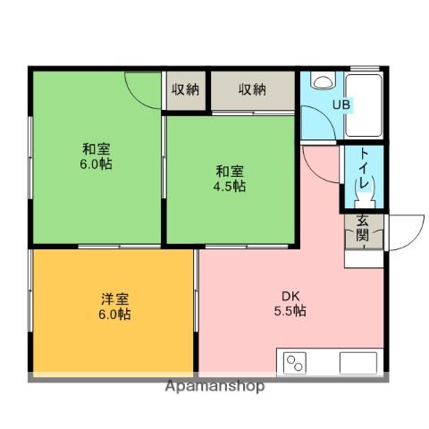 丸菱ハイツ(3DK/2階)の間取り写真