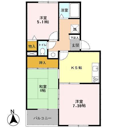 ボナール(3DK/1階)の間取り写真