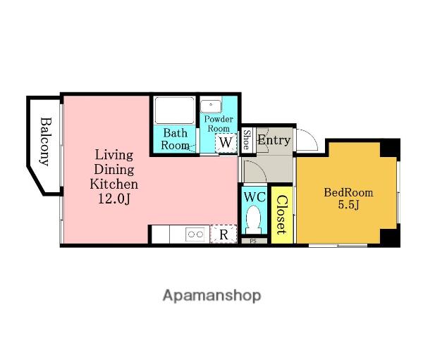 シャトレーヌ浦和(1LDK/2階)の間取り写真