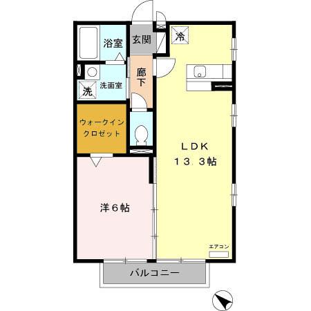 イーストコート(1LDK/2階)の間取り写真