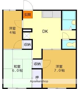 ハイツ稲荷越A(3DK/1階)の間取り写真