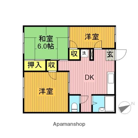 ハイツ稲荷越(3DK/2階)の間取り写真