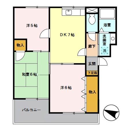 ヴァンベール南浦和(3DK/3階)の間取り写真