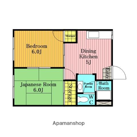 ビューハイツ寿(2DK/1階)の間取り写真