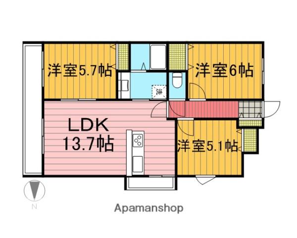 クリオ浦和常盤(3LDK/6階)の間取り写真