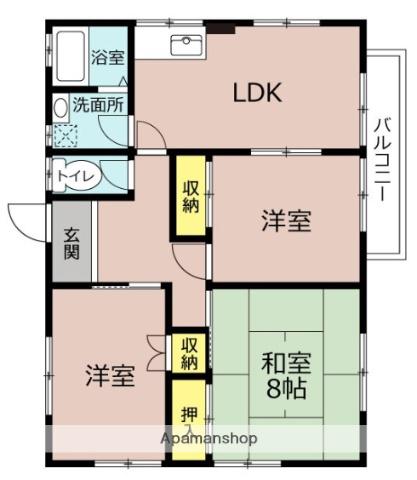 篠原ハイツ(3LDK/1階)の間取り写真