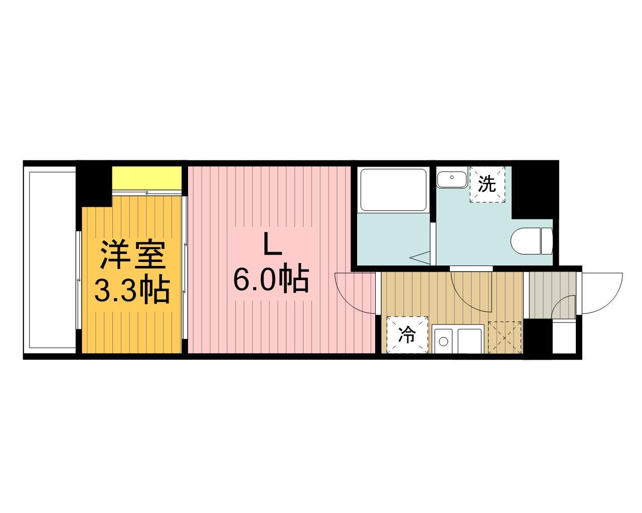 アクシーズタワー浦和岸町Ⅲ(1DK/9階)の間取り写真
