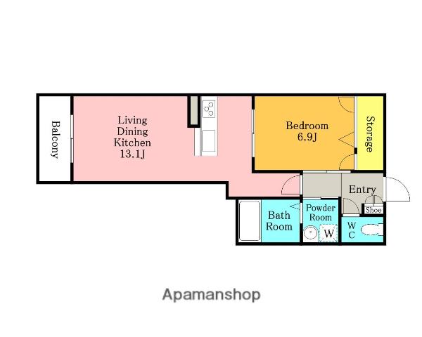 メゾン花水樹(1LDK/2階)の間取り写真