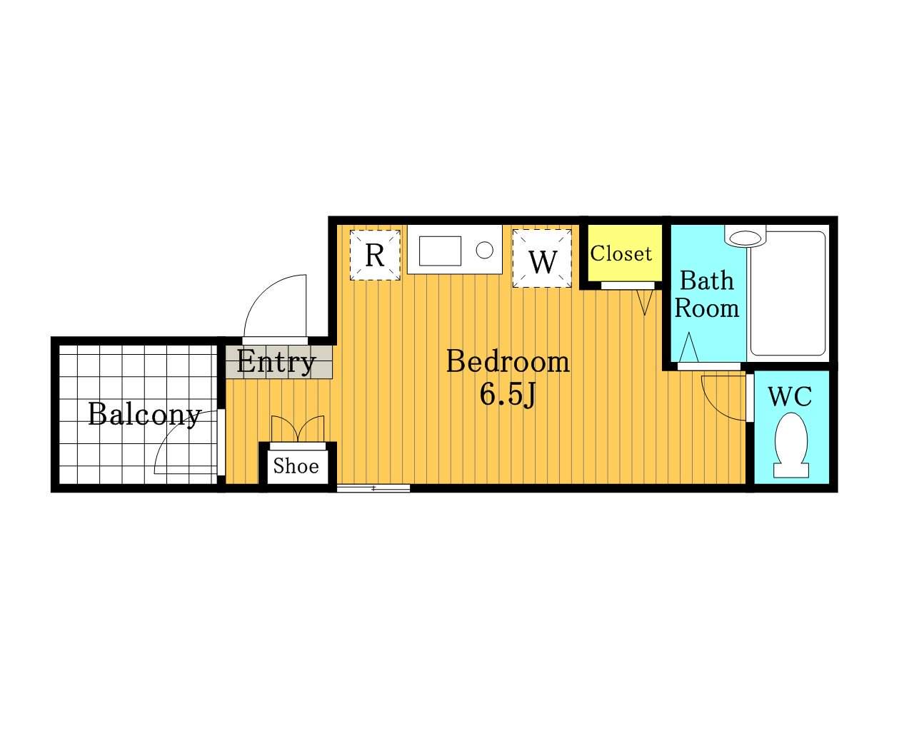 プランドール(ワンルーム/2階)の間取り写真