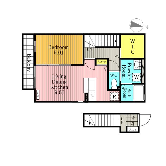 アムールシャトー(1LDK/2階)の間取り写真