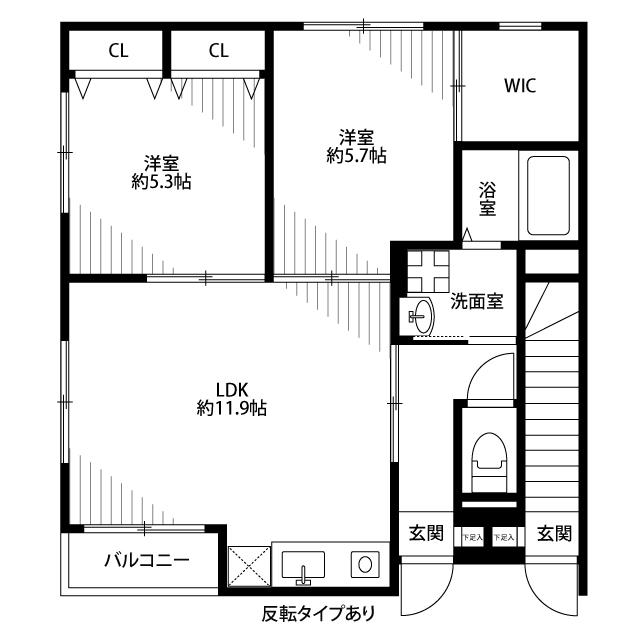 アムールLA MERE(2LDK/1階)の間取り写真