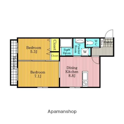 サンハウス(2DK/3階)の間取り写真