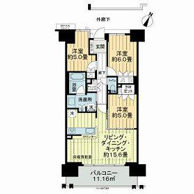 ライオンズ北浦和ステーションレジデンス(3LDK/15階)の間取り写真