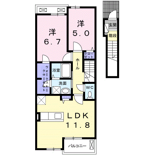 メゾン・グラース(2LDK/2階)の間取り写真