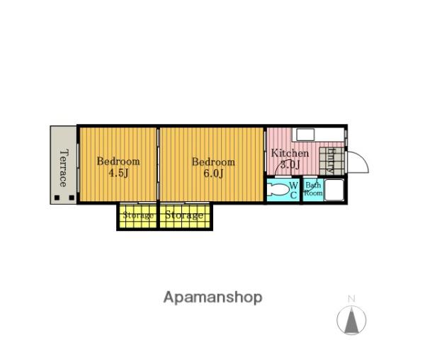 オレンジハウス1(2K/1階)の間取り写真