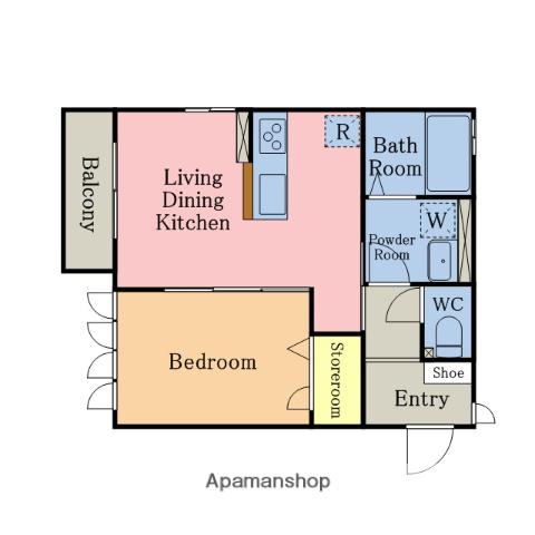 フォーチュンハイムJ(1LDK/1階)の間取り写真
