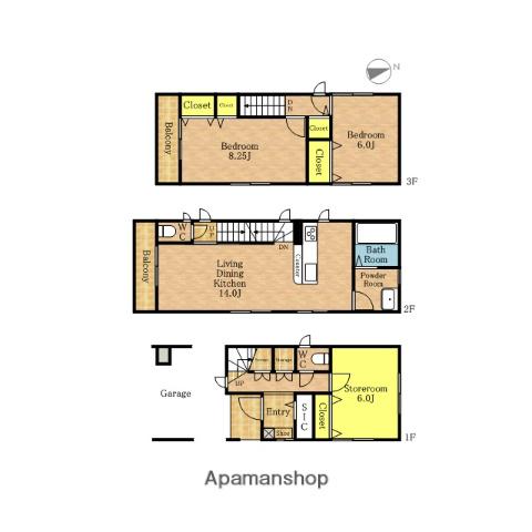 京浜東北・根岸線 南浦和駅 徒歩13分 3階建 築8年(2SLDK)の間取り写真