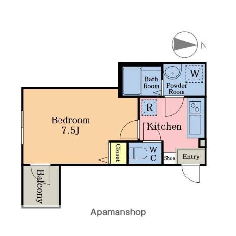 PRIME(1K/3階)の間取り写真