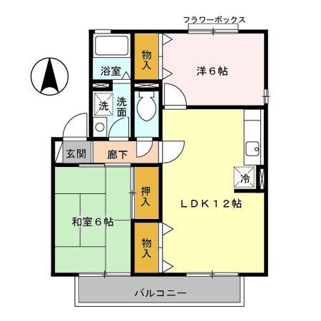 セジュールアネシスⅠ(2LDK/2階)の間取り写真