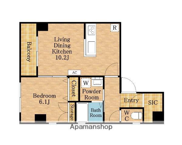 LILLA浦和仲町(1LDK/3階)の間取り写真