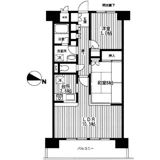 プリムベール南浦和(2LDK/7階)の間取り写真