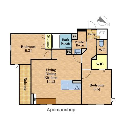 ラッシュドノエ(2LDK/2階)の間取り写真