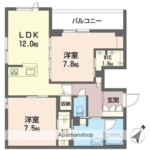 ロータスヴィータ(2LDK/2階)の間取り写真