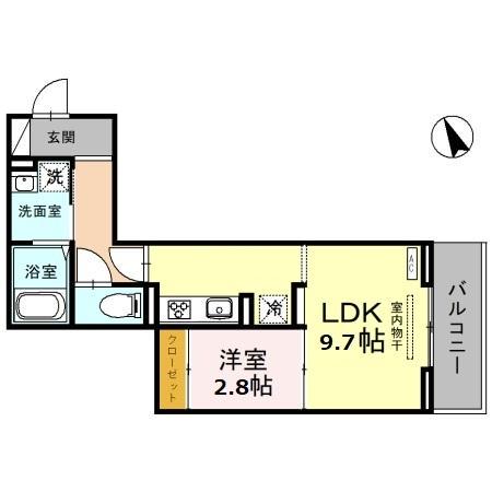 ディール北浦和Ⅰ(1LDK/2階)の間取り写真