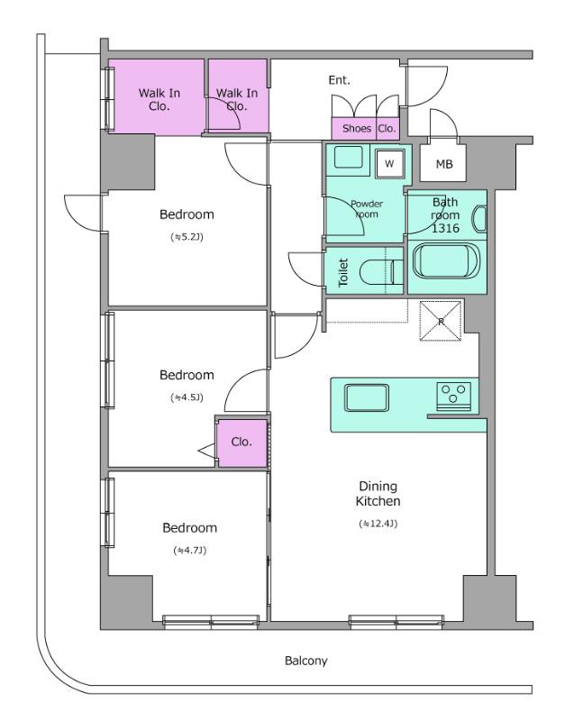 ビエラコート南浦和(3LDK/11階)の間取り写真