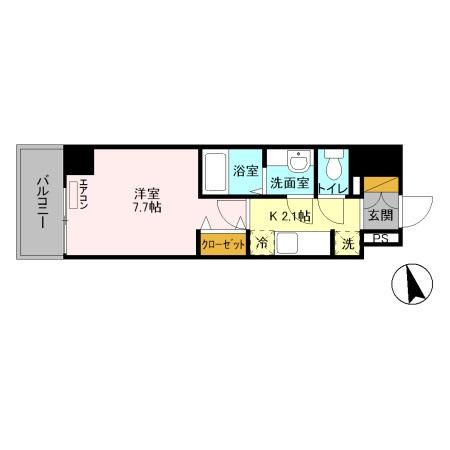 オークスURAWA(1K/4階)の間取り写真