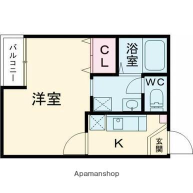 アデライデ東浦和(1K/2階)の間取り写真
