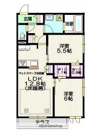 クレスコート岸町(2LDK/1階)の間取り写真