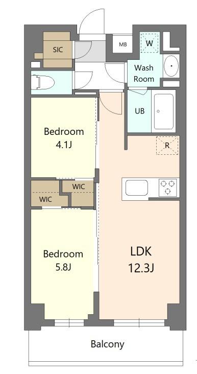 S-RESIDENCE東浦和AGUA(2LDK/B1階)の間取り写真