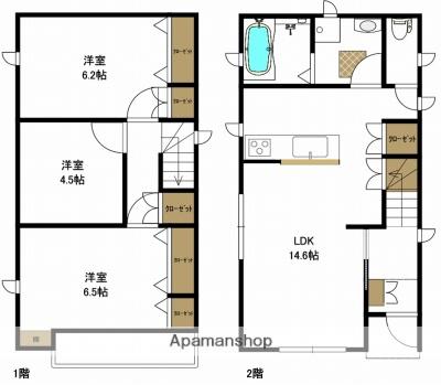 京浜東北・根岸線 北浦和駅 バス乗車時間：20分 ＪＡ埼玉三室前バス停で下車 徒歩5分 2階建 築1年(3LDK)の間取り写真