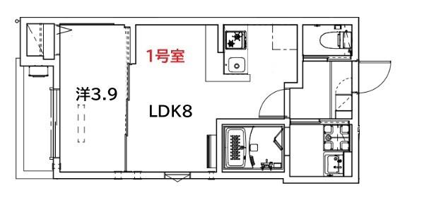 LE DE LA MAIN ELEVEE HIGASHIURAW(1LDK/2階)の間取り写真