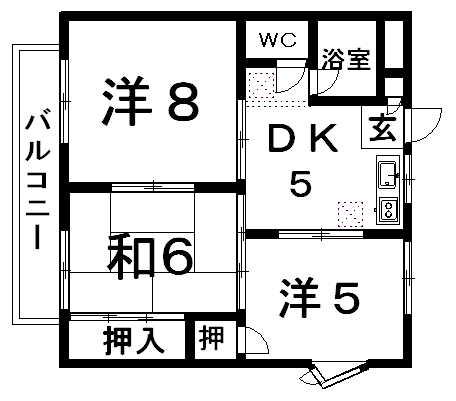 グリーン宿中(3DK/1階)の間取り写真