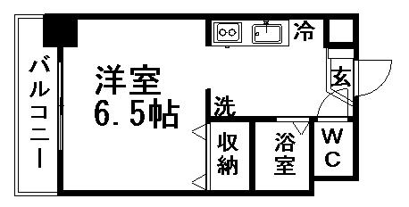 ドミール浦和(1K/3階)の間取り写真