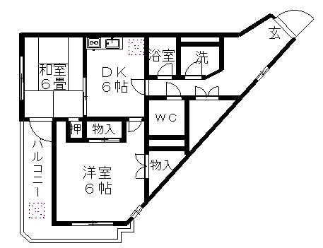 メゾン常盤(2DK/5階)の間取り写真