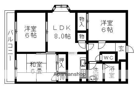 ジュネス アルプ(3LDK/1階)の間取り写真