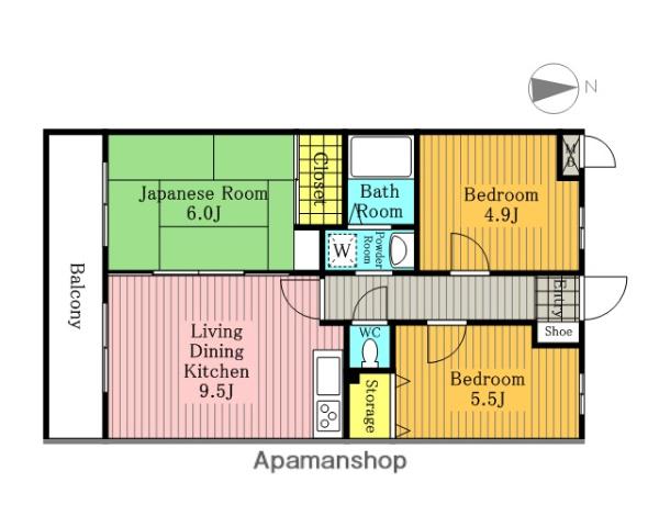 キャッスル戸田公園(3LDK/1階)の間取り写真