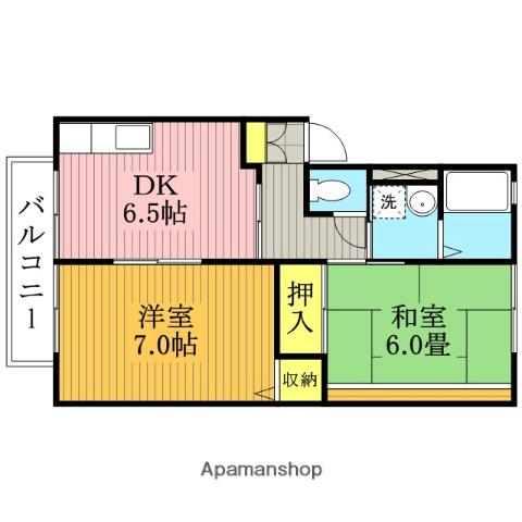 フレンドリー武蔵浦和(2DK/1階)の間取り写真