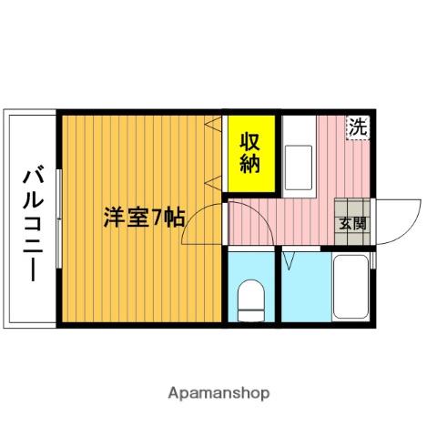 マーブル武蔵浦和(1K/1階)の間取り写真
