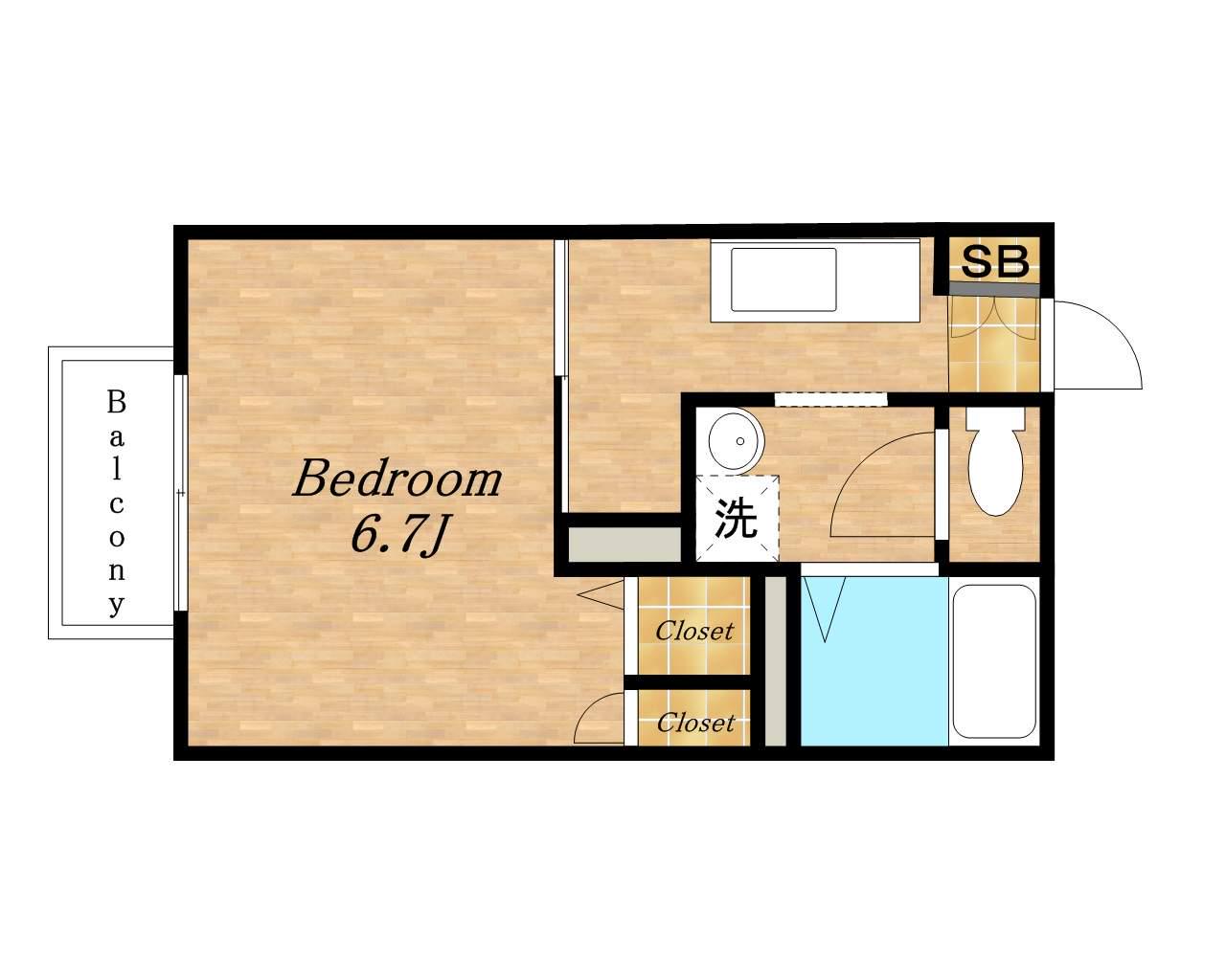 クレール西浦和C(1K/2階)の間取り写真