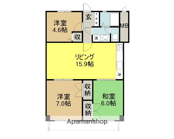 興栄マンションしらはた(3LDK/2階)の間取り写真