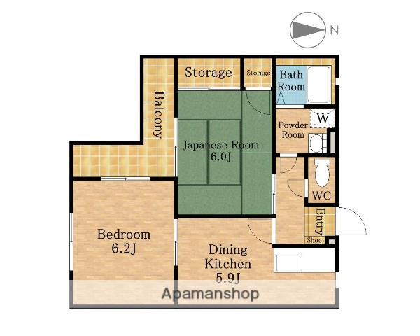 オータムビレッジ1(2DK/2階)の間取り写真